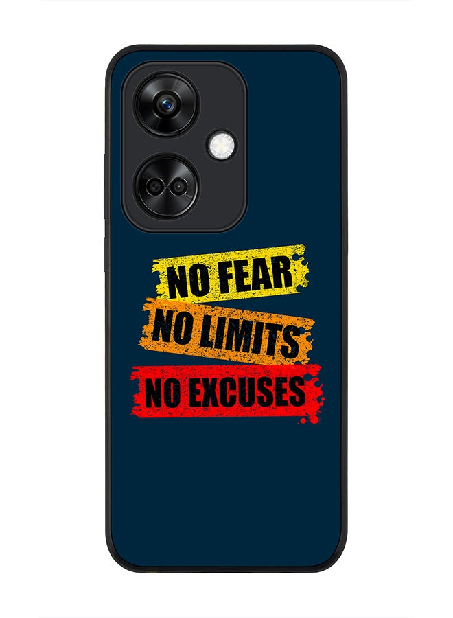 Stylizedd Rugged Black Edge case for OnePlus Nord CE3 Custom Slim fit Flexible Anti Drop Thin Phone Case Cover - No Fear Limits Excuses - Image 1