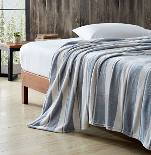 Eddie Bauer - King Size Blanket, Ultra-Soft Plush Striped Bedding for Year Round Comfort, Throw Blanket for Couch or Bed (Stones Pebble Grey) - Image 3