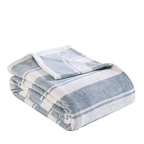 Eddie Bauer - King Size Blanket, Ultra-Soft Plush Striped Bedding for Year Round Comfort, Throw Blanket for Couch or Bed (Stones Pebble Grey) - Image 2