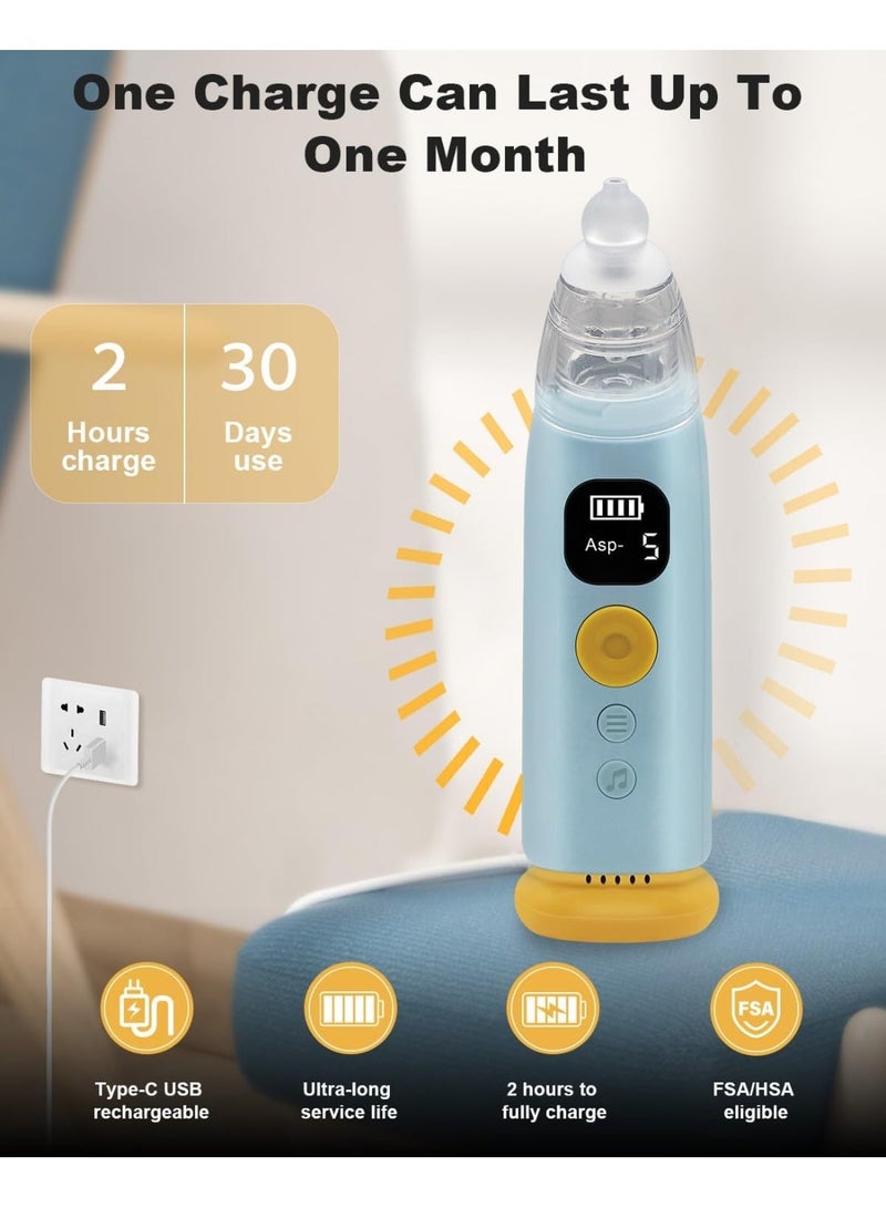 Electric nasal aspirator for babies and children with 5 suction levels, 3 silicone tips, soothing music and lights for safe nasal cleaning. - Image 5