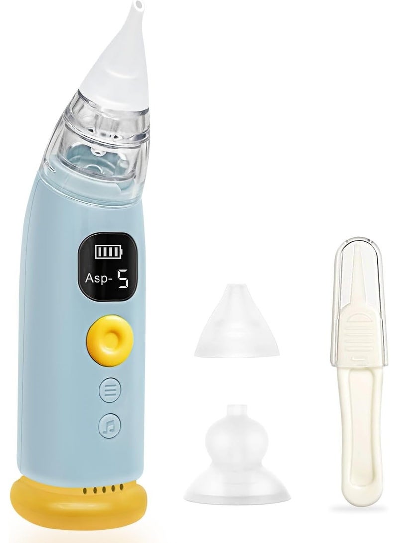 Electric nasal aspirator for babies and children with 5 suction levels, 3 silicone tips, soothing music and lights for safe nasal cleaning. - Image 1