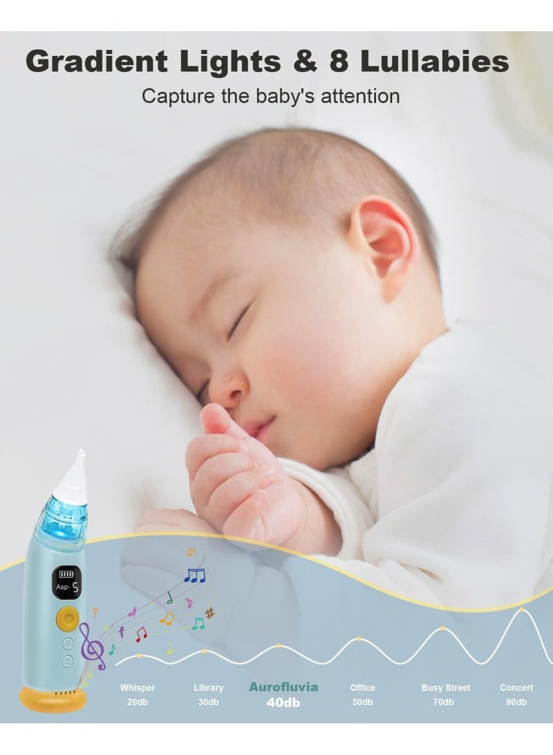 Electric nasal aspirator for babies and children with 5 suction levels, 3 silicone tips, soothing music and lights for safe nasal cleaning. - Image 2
