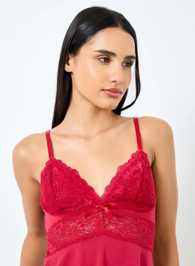 Styli Styli Lace Babydoll Cami and Shorts Set