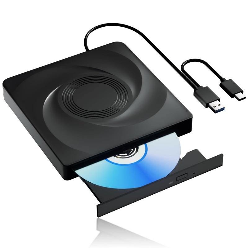 Wbacon External CD/DVD Drive for Laptop External DVD Drive, DVD Player Portable CD Reader for Laptop, CD Burner Compatible with PC Windows 11/10//7 Linux Mac OS - Image 1