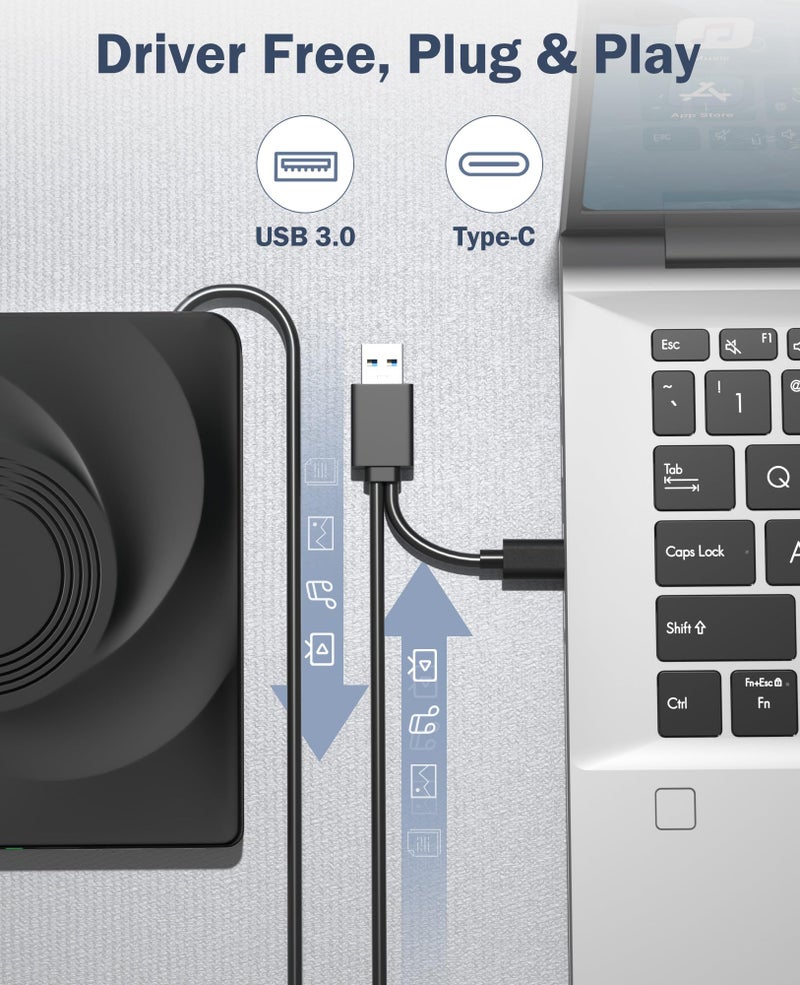 Wbacon External CD/DVD Drive for Laptop External DVD Drive, DVD Player Portable CD Reader for Laptop, CD Burner Compatible with PC Windows 11/10//7 Linux Mac OS - Image 4