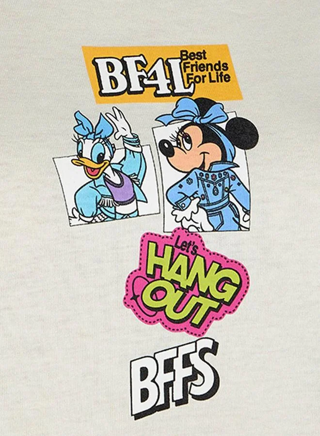 SP Characters Cotton T-shirt with Minnie Mouse and Daisy Duck Print