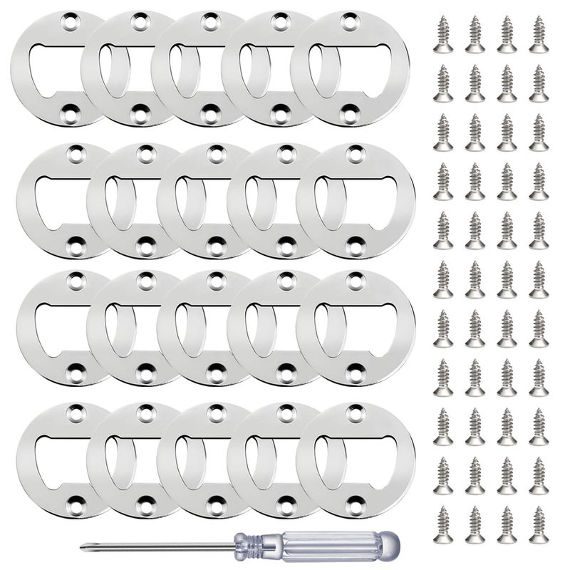 Stainless Steel Bottle Opener Inserts Kit  20 Set with Screws and Screwdriver for DIY Resin Mould Kit