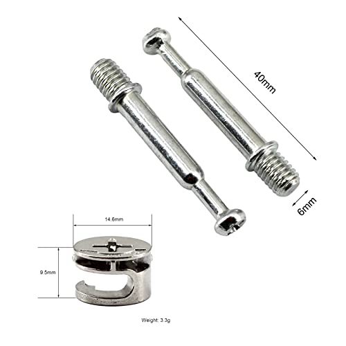 Medifier 25Pcs Furniture Connecter Fixing Screws Eccentric Cam Lock with Pre-Inserted Nut and Fixing Dowels for Wardrobe Drawer Cabinet Furniture Panel Connecting 2 Style - Image 4