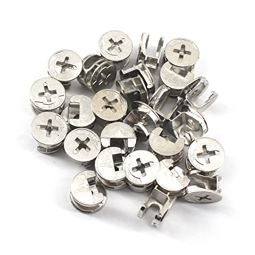 Medifier 25Pcs Furniture Connecter Fixing Screws Eccentric Cam Lock with Pre-Inserted Nut and Fixing Dowels for Wardrobe Drawer Cabinet Furniture Panel Connecting 2 Style - Image 3