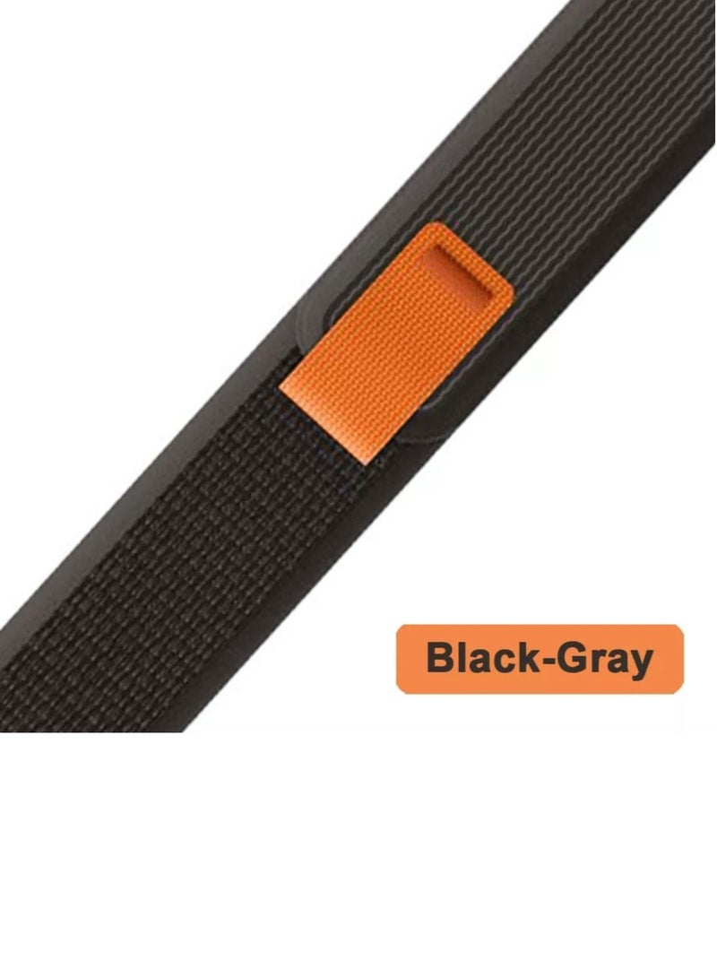 Apple Watch strap made of rubber fabric Black with grey  size 49 - Image 4