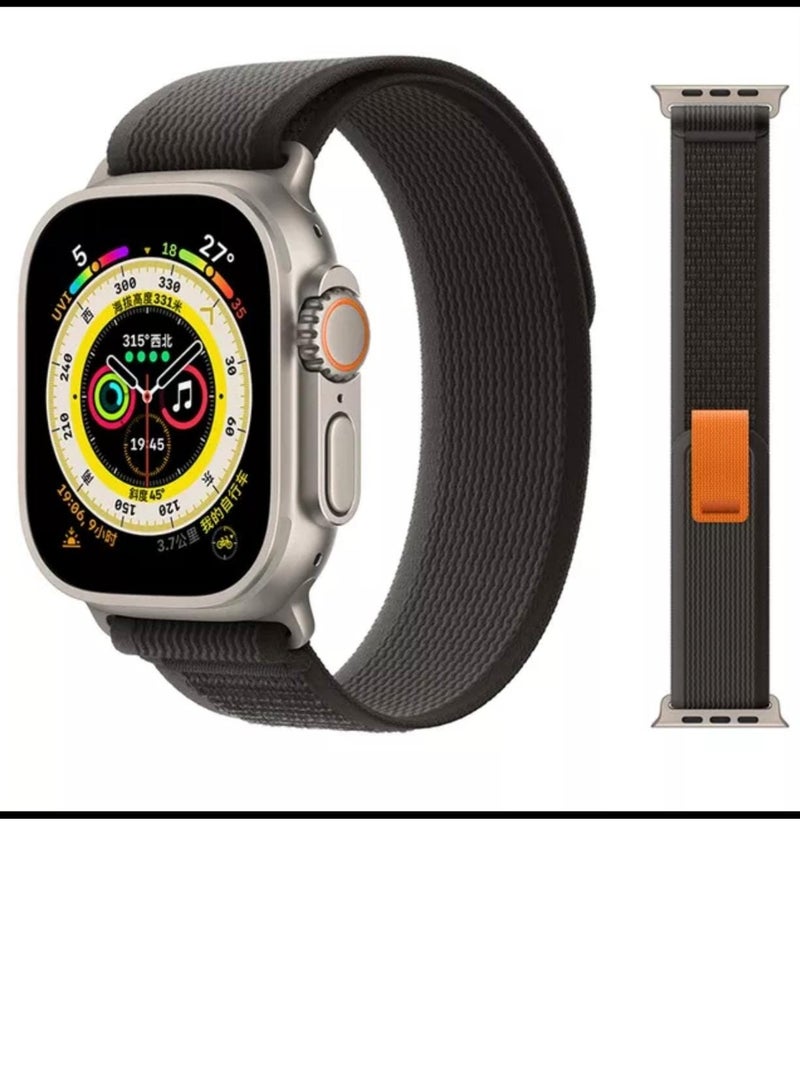 Apple Watch strap made of rubber fabric Black with grey  size 49 - Image 1