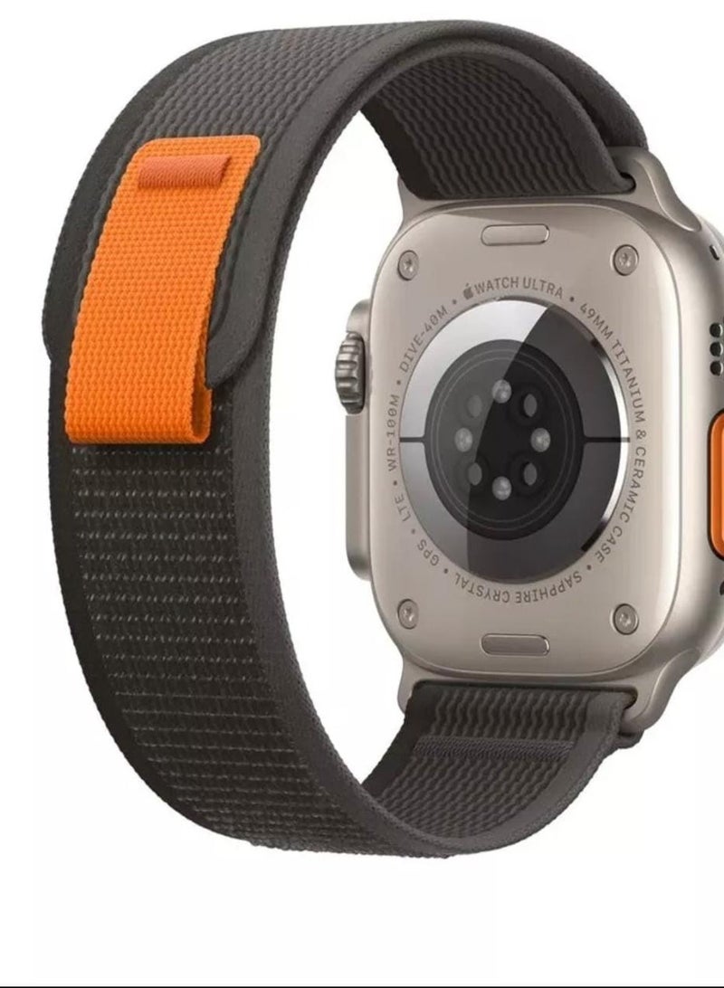 Apple Watch strap made of rubber fabric Black with grey  size 49 - Image 2