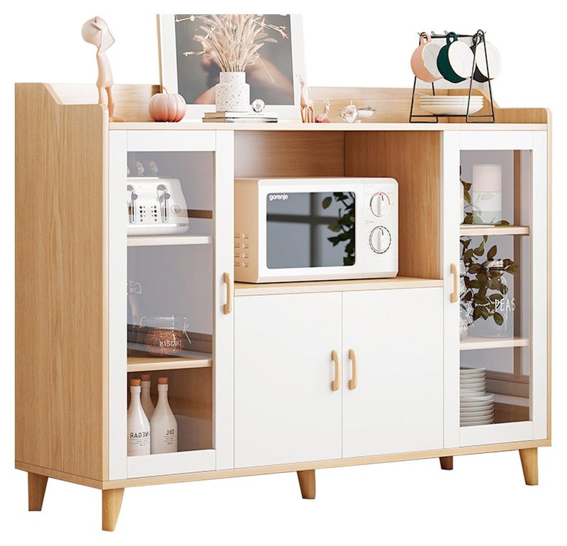 شاربدو خزانة مطبخ ذات سعة كبيرة، خزانة جانبية مستقلة متعددة الوظائف، مناسبة لركن القهوة وتنظيم المطبخ، مقاس 120*40*94 سم - Image 1