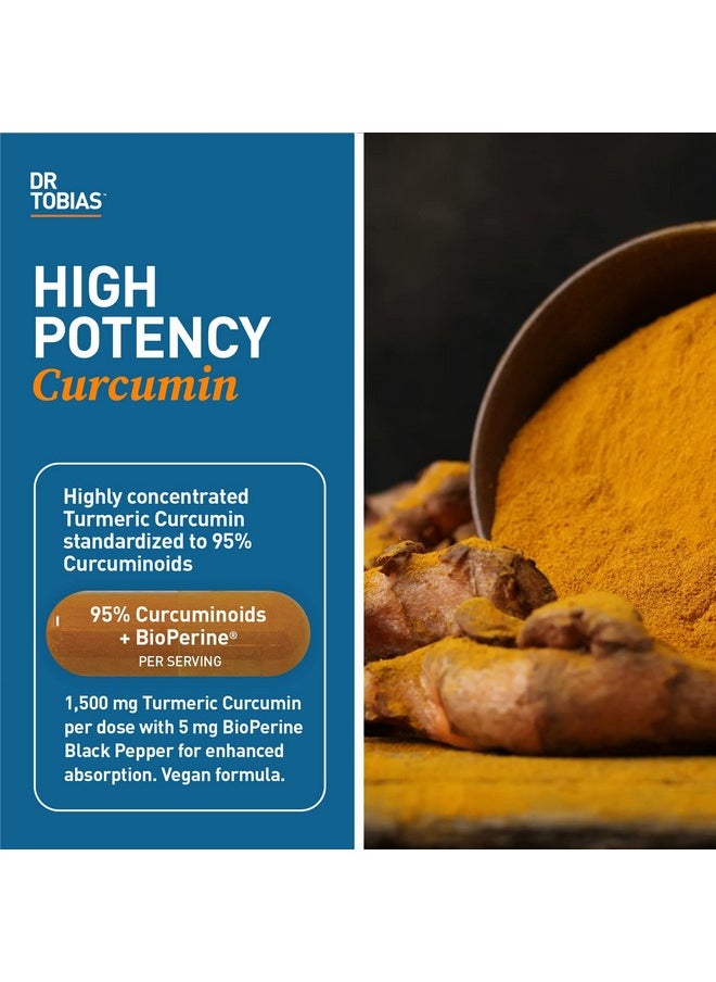 Dr. Tobias - Dr Tobias Turmeric Curcumin Supplement With Bioperine And Black Pepper Extra Strength Curcumin Supplements For Joint Support1500 Mg Per Dose With 95% Curcuminoids 120 Vegan Capsules 60 Servings - Image 1