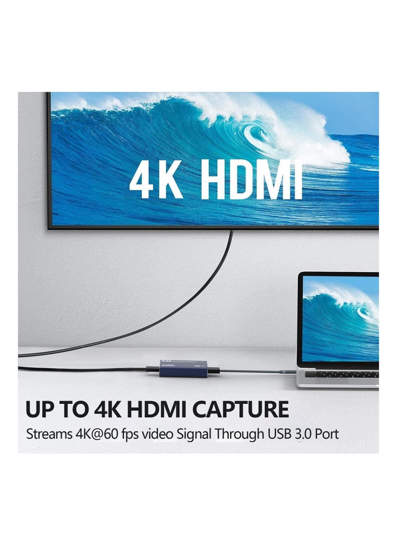 Generic - 4K HDMI USB 3.0 Audio Video Capture Card for Game Recording and Live Streaming, Full HD 1080p, No Frame Lag, Compatible with Nintendo Switch, Camera, PS4, OBS, and More. - Image 1