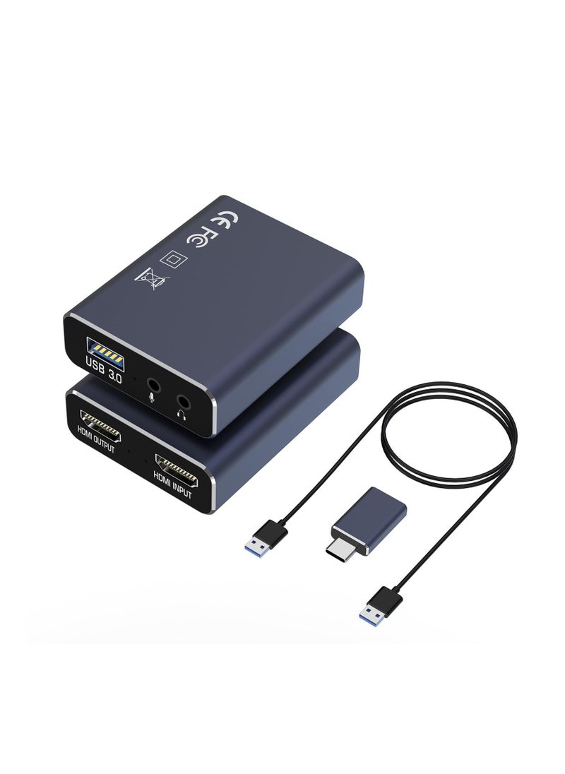 Generic - 4K HDMI USB 3.0 Audio Video Capture Card for Game Recording and Live Streaming, Full HD 1080p, No Frame Lag, Compatible with Nintendo Switch, Camera, PS4, OBS, and More. - Image 1