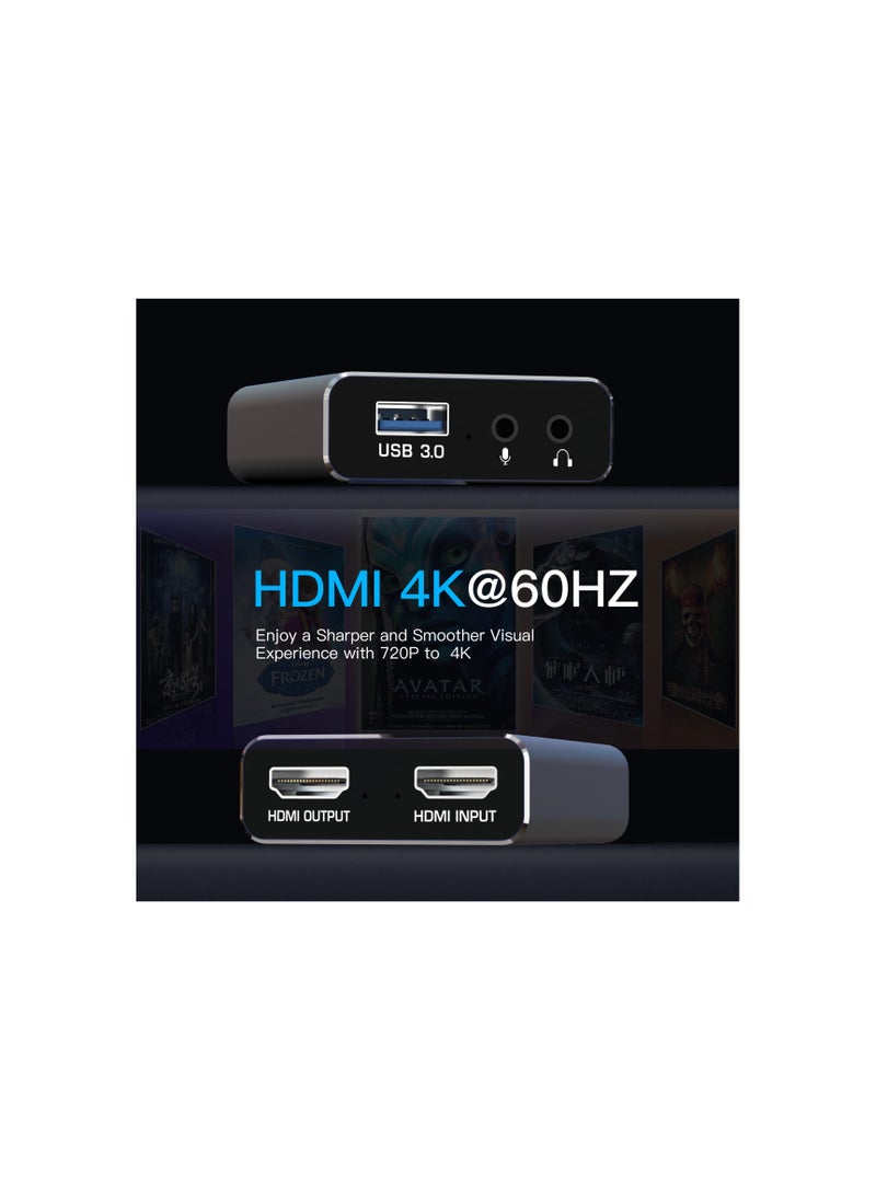 Generic - 4K HDMI USB 3.0 Audio Video Capture Card for Game Recording and Live Streaming, Full HD 1080p, No Frame Lag, Compatible with Nintendo Switch, Camera, PS4, OBS, and More. - Image 1
