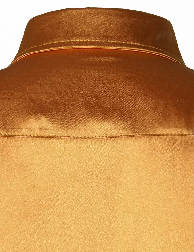 ZEROYAA Men's Luxury Shiny Silk Like Satin Button Up Dress Shirts ZLCL14-Gold Medium - Image 5