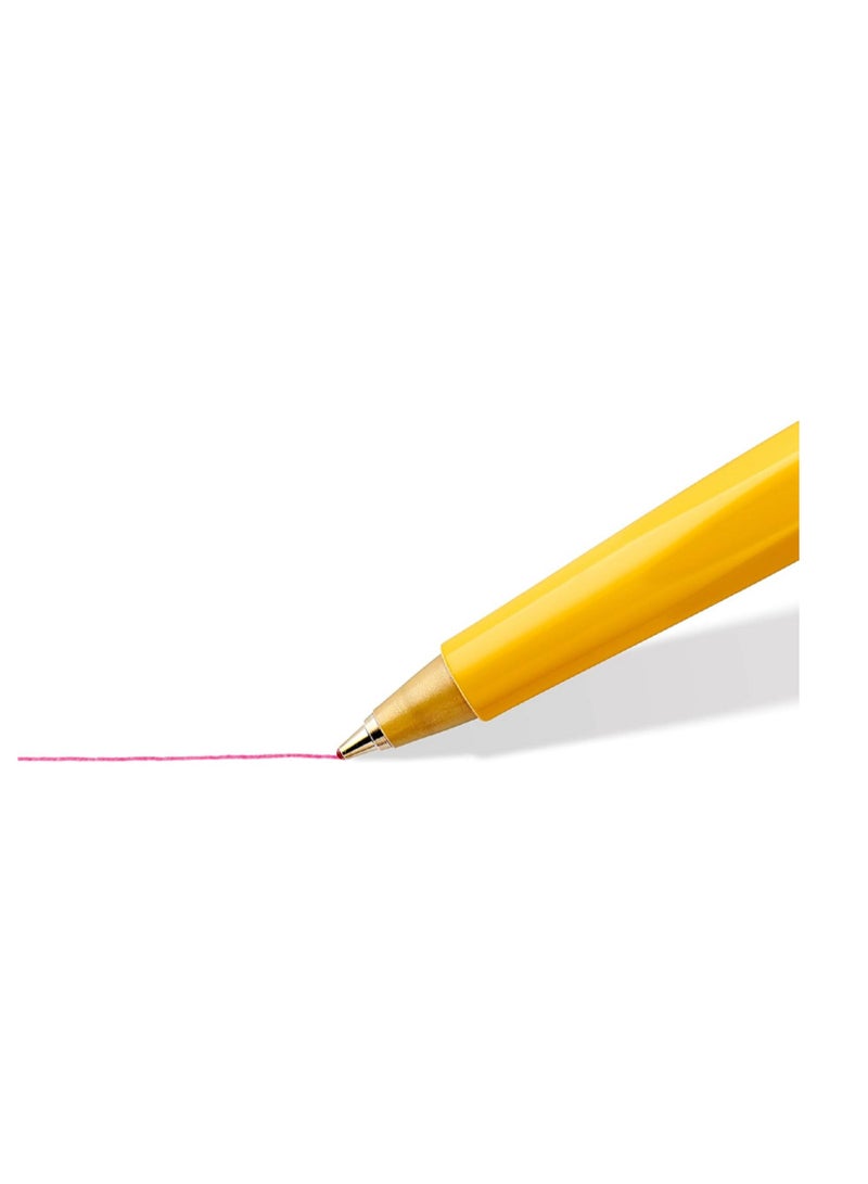STAEDTLER Stick 430 F-3 Ballpoint Pen Fine, Blue, Pack Of 10 Yellow/Blue