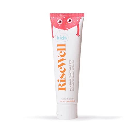 RiseWell Kids Mineral Hydroxyapatite Toothpaste Safe to Swallow Natural Fluoride Free Cake Batter Flavor 34 Oz