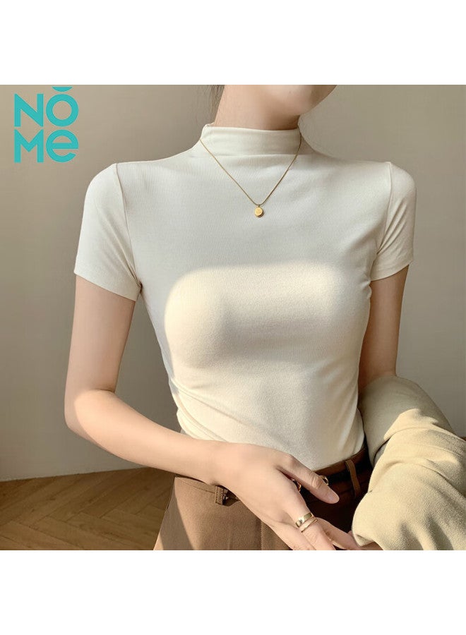 نومي Nome قميص بولو برقبة وهمية بأكمام قصيرة للنساء، قطعة علوية جديدة عالية الجودة محكمة للصيف ، لون مشمشي، مقاس XL - Image 1