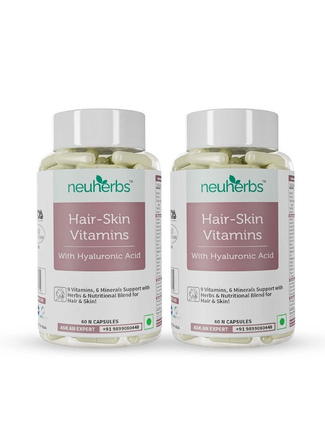 Neuherbs Hair Skin Vitamins- 120 Capsules for Men & Women|Vitamin Supplement with Biotin, Hyaluronic Acid, Zinc, Keratin booster, Vitamin E & 20 other nutrients for glowing Skin & Heathier Hair | Primrose Oil & Collagen Supporter. - Image 1