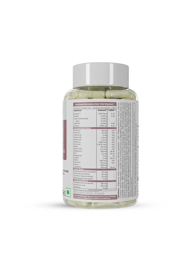Neuherbs Hair Skin Vitamins- 120 Capsules for Men & Women|Vitamin Supplement with Biotin, Hyaluronic Acid, Zinc, Keratin booster, Vitamin E & 20 other nutrients for glowing Skin & Heathier Hair | Primrose Oil & Collagen Supporter. - Image 2