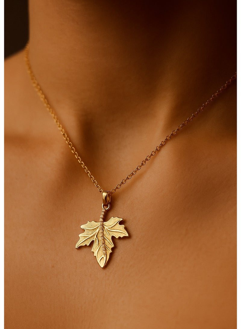 3Diamonds Gold-Plated Maple Leaf Pendant Necklace – 3Diamonds  - Image 5