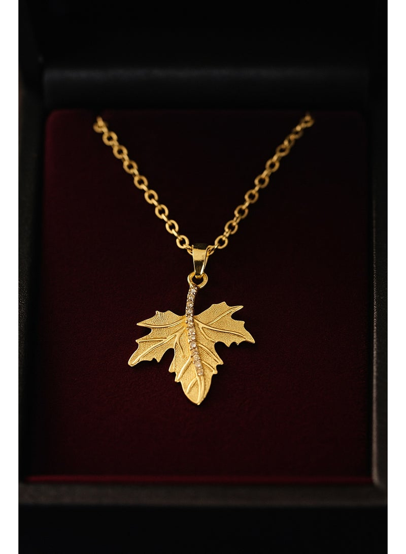 3Diamonds Gold-Plated Maple Leaf Pendant Necklace – 3Diamonds  - Image 2