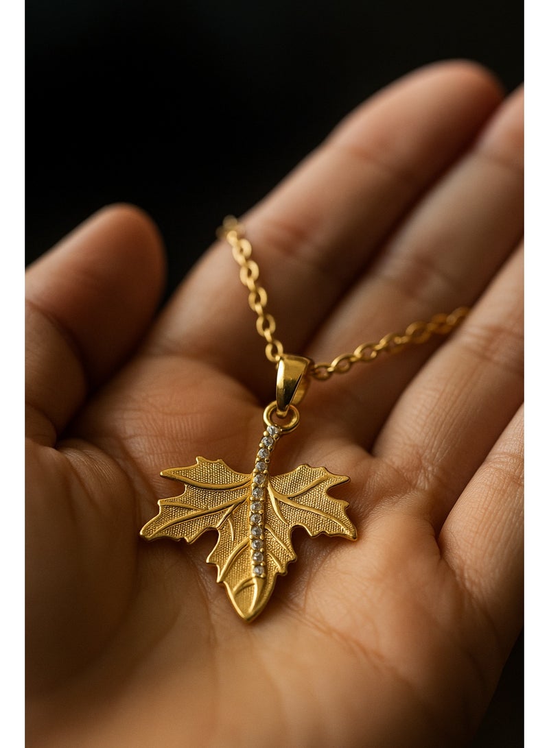 3Diamonds Gold-Plated Maple Leaf Pendant Necklace – 3Diamonds  - Image 4
