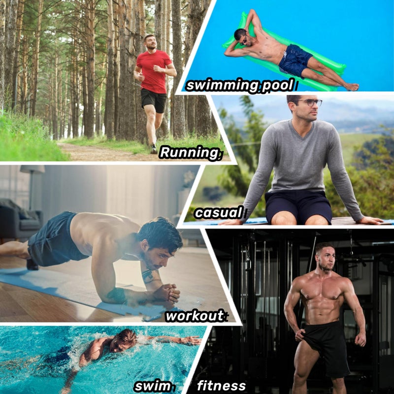 AICOC Mens Shorts for Casual Athletic Running Workout Gym Swim Trunks with Ziper Pockets Quick Dry Lightweight Black - Image 2