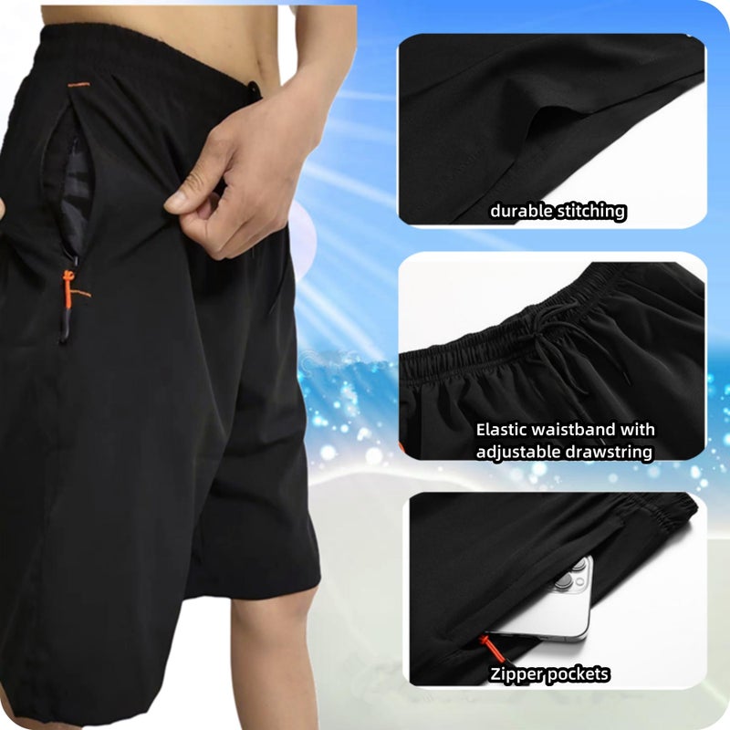 AICOC Mens Shorts for Casual Athletic Running Workout Gym Swim Trunks with Ziper Pockets Quick Dry Lightweight Black - Image 4