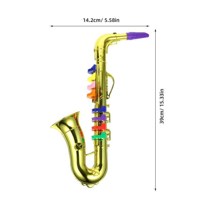 HOMSFOU HOMSFOU Golden Kids Saxophone Toy: Musical Wind Instruments 8 Rhythms Saxophone Trumpet Performance Prop Toddlers Development Toys For Kids Beginners  - Image 2