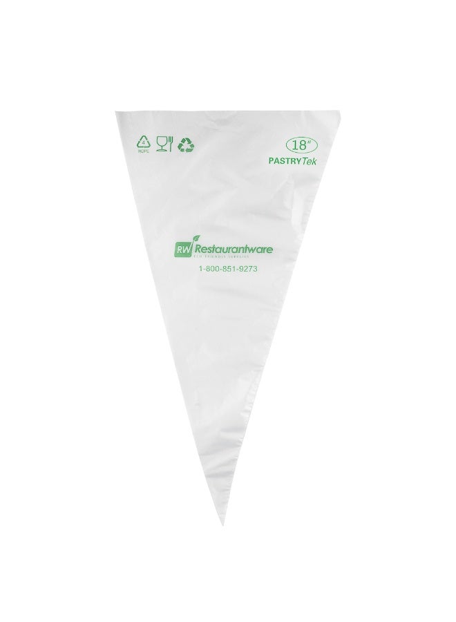 Restaurantware أكياس تزيين المعجنات بقطر 18 بوصة، 100 كيس لتزيين المعجنات - قابلة للاستخدام مرة واحدة، من الدرجة الغذائية، أكياس بلاستيكية شفافة لتزيين، غير قابلة للانزلاق، لتزيين الكب كيك، الكعك، والفطائر - Image 1