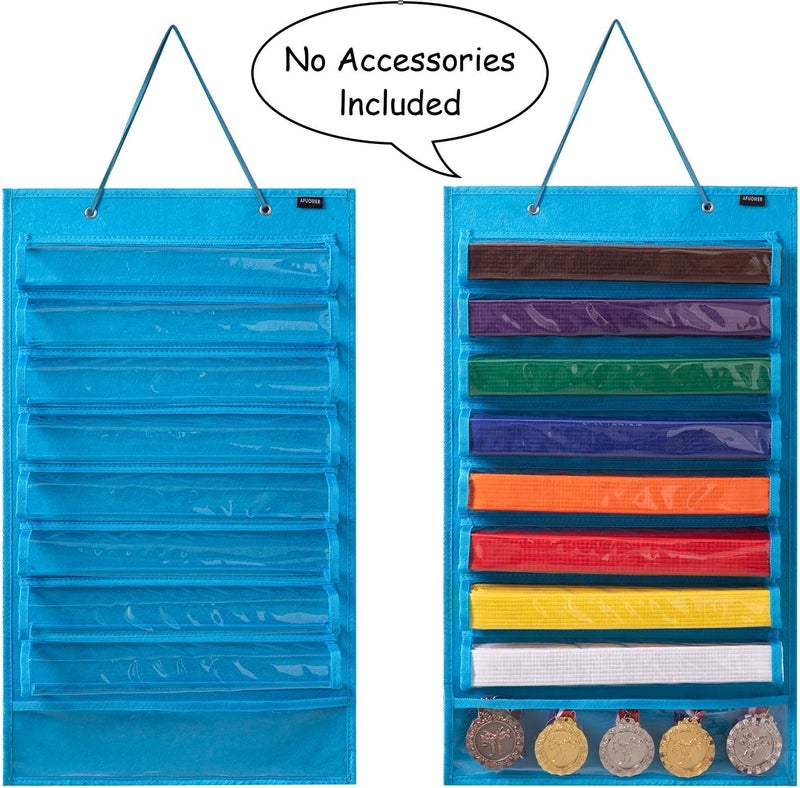 AFUOWER Martial Arts Belt Holder Hanging Display for 8 Belts, Hold 5 Medals - Image 2