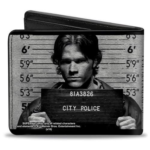 Buckle Down Buckle-Down Men's PU Bifold Wallet-Supernatural Dean + Sam Mug Shots Grays/Black/White, Multicolor, 4.0" x 3.5" - Image 2