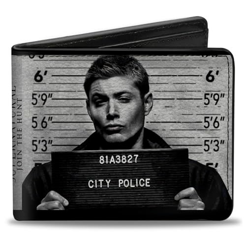 Buckle Down Buckle-Down Men's PU Bifold Wallet-Supernatural Dean + Sam Mug Shots Grays/Black/White, Multicolor, 4.0" x 3.5" - Image 1