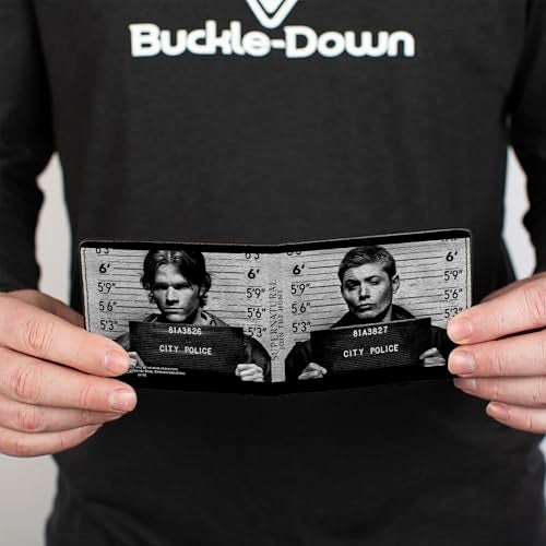 Buckle Down Buckle-Down Men's PU Bifold Wallet-Supernatural Dean + Sam Mug Shots Grays/Black/White, Multicolor, 4.0" x 3.5" - Image 4