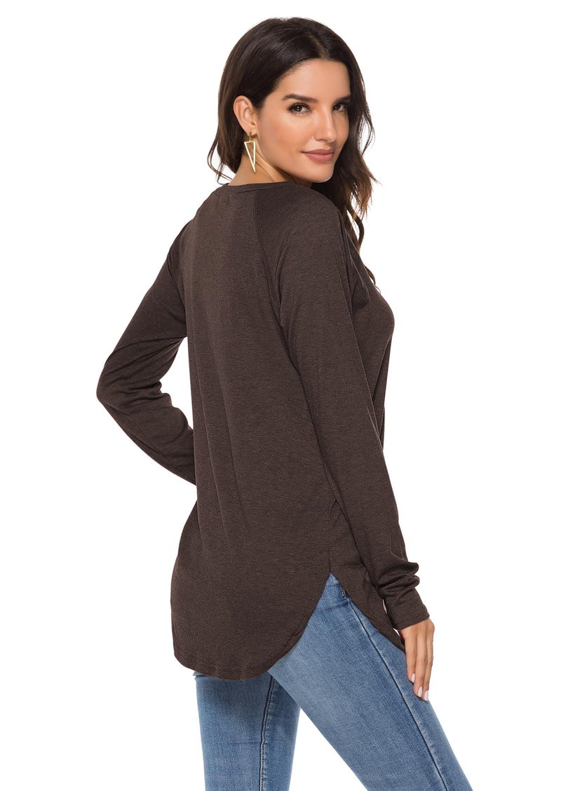 Newchoice Womens Tops Long Sleeve Thermal Tunic Blouses Dressy Casual Chocolate Brown Fall Clothes Chocolate Brown S - Image 5