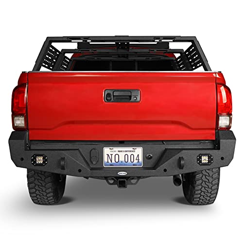 Hooke Road Tacoma Rear Bumper w/2 ×18W LED Lights for 3rd Gen Toyota Tacoma 2016 2017 2018 2019 2020 2021 2022 2023 - Image 2