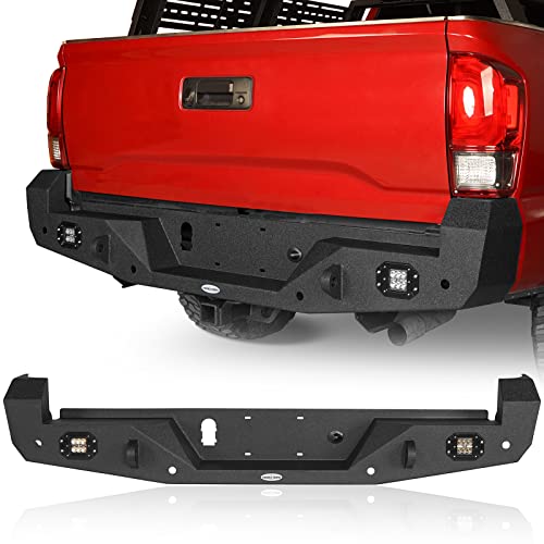 Hooke Road Tacoma Rear Bumper w/2 ×18W LED Lights for 3rd Gen Toyota Tacoma 2016 2017 2018 2019 2020 2021 2022 2023 - Image 1