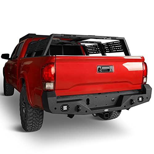Hooke Road Tacoma Rear Bumper w/2 ×18W LED Lights for 3rd Gen Toyota Tacoma 2016 2017 2018 2019 2020 2021 2022 2023 - Image 3