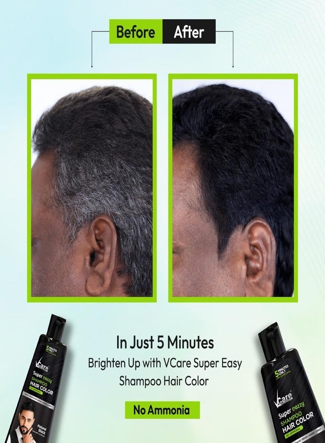 VCare Super Eazzy Hair Color Shampoo Black 180ml and Shikakai Paste 75g | 5 Min Easy Hair Dye for Men & Women | With Rice Ferment, Ceramide, Amla, Fenugreek & Hibiscus | Gentle Cleansing & Conditioning - Image 5
