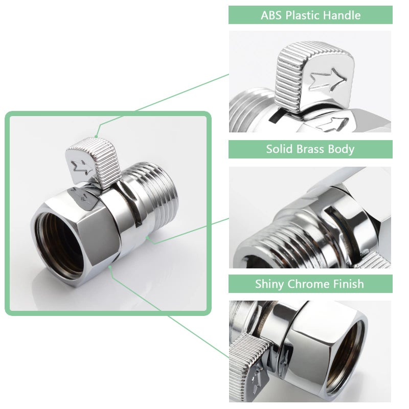 APLusee Shower Flow Control Valve, Brass Adjustable Water Flow Regulator with On Off Switch, Chrome - Image 5