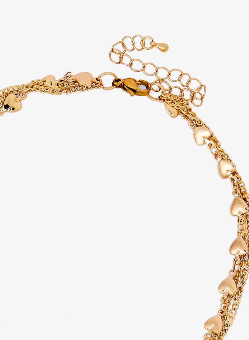 جينجر قلادة متدرجة معدنية ذهبية سميكة على شكل قلب - Image 3