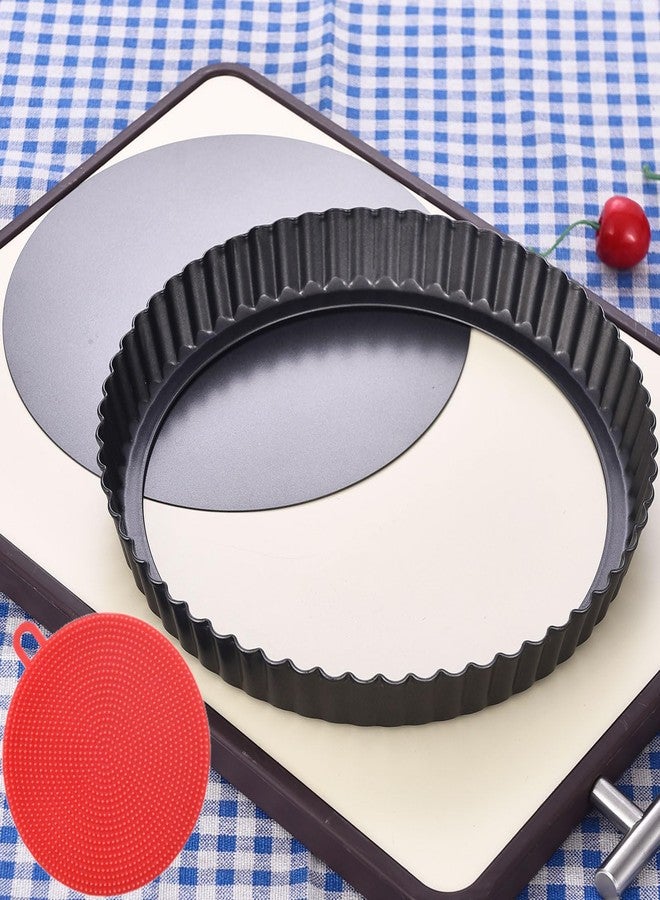 DATANYA Tart Pan 9 Inch Tart Pans Removable Bottom, Non-Stick Quiche Pan Carbon Steel Heavy Duty Pie Pan 9 Inch Tart Pan Loose Bottom, extra high of 1.2 Inches - Image 1