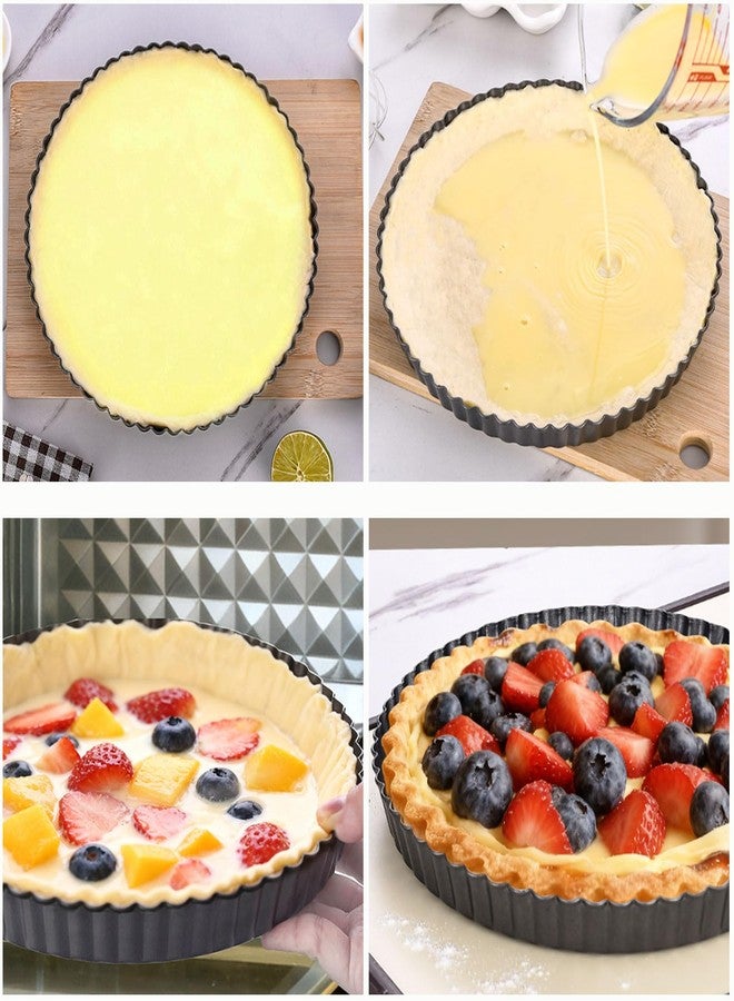 DATANYA Tart Pan 9 Inch Tart Pans Removable Bottom, Non-Stick Quiche Pan Carbon Steel Heavy Duty Pie Pan 9 Inch Tart Pan Loose Bottom, extra high of 1.2 Inches - Image 5