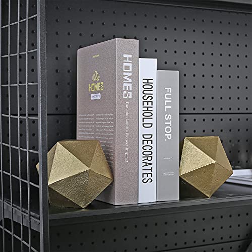 Ambipolar Geometric Decorative Ball Shaped Bookends, Modern Cast Iron Gold Bookends for Office Desk, Book Shelf, Room Decor, Home Office, Book Stand or Organizer, Set of 2 - Image 4