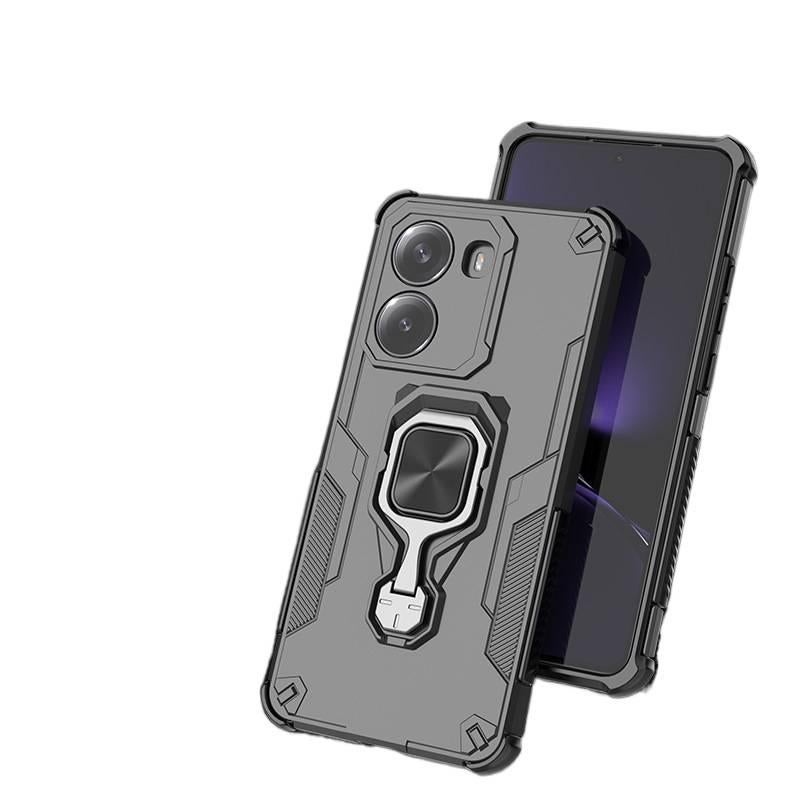 غطاء MagSafe بTPU + PC باللون أسود مغناطيسي بوظيفة حامل من مادة TPU لـ Redmi Note 14 Pro مع حماية من السقوط وحامل قائم مع مقاوم للصدمات مع مغناطيس قوي للاستخدام الخارجي سهل الحمل - Image 2