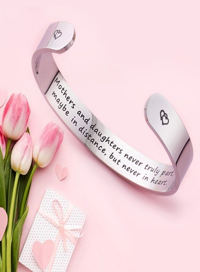 LParkin Mom Gifts Bracelets Mothers and Daughters Never Truly Part Maybe In Distance But Never In Heart Moms Bracelet Gift from Daughter - Image 2